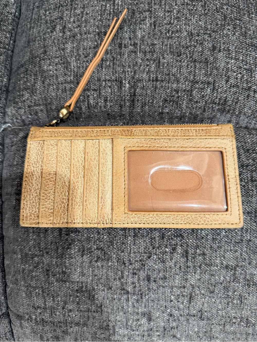 HOBO Tan Leather Wristlet Card Case with ID Window